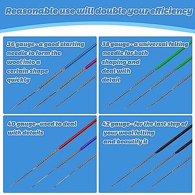 Needle Felting Tools, 38 Pcs Felting Needles - Needle Felting Supplies with  3 Sizes Felting Needles(36 Gauge, 38 Gauge, 40 Gauge), Color Wooden Handle