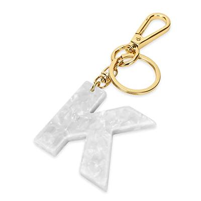 Junyuerly Gold Initial Key Chain Pink Acetate Letter Pendant Key Ring Backpack Accessories for Girls