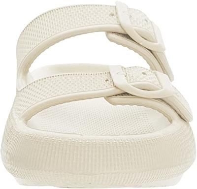 WHITIN Slides for Women Men Extra-Thick Cushion Slides Straps Pillow  Slippers Light EVA Foam Adjustable Double Buckle Sandals Outdoor Beach  Quick Drying House Sandles Beige - Yahoo Shopping