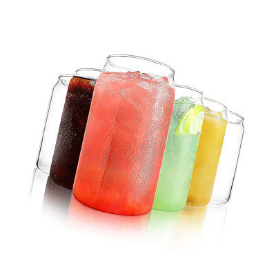 Glass Cup Clear Glass Beer Cup Tumbler Pint Cup Can Shape Milk Juice Ice  Coffee Cup Beer Glasses for Soda Soft Drink Drinkware