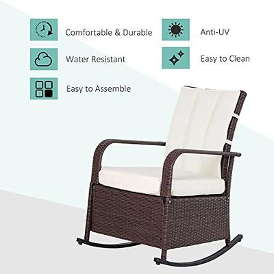 Outsunny Patio Wicker Recliner Chair With Footrest, Outdoor Pe