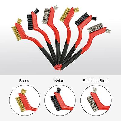 Small Wire Brush Set Steel Brass Nylon Bristle Mini Rust Removal Cleaning  Tool