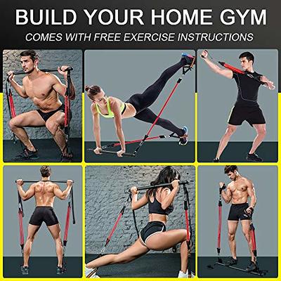 DASKING Portable Home Gym Resistance Band Bar Set with 8 Anti