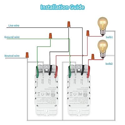 2 Pack Smart Light Switch - WiFi Wall Switches Work with Alexa Google  Home/Smart Life App, Single Pole, Standard Plate, Neutral Wire Needed 