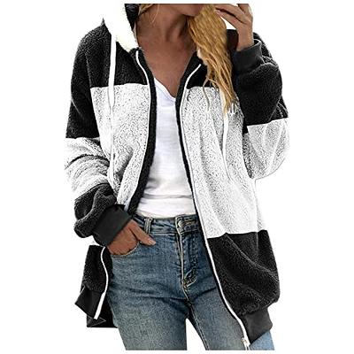 Fleece Jacket Women, Plus Size Long Sleeve Warm Sherpa Coats Outdoor Full  Zip Up Fuzzy Lined Sweatshirts Fashion Color Block Coat Winter Clothes  Oversized Soft Hoodies with Pockets at  Women's Coats