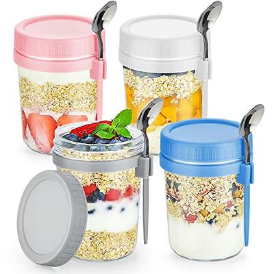 TINSKY 4 Sets Overnight Oats Containers with Lids 12 oz Mason Oats
