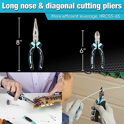 Mini 5 Piece Plier Set w/Zip Case Flat Long Needle Nose Durable Steel