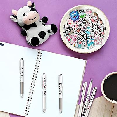 12 Pcs Cute Cow Pen Cartoon Gel Ink Pens with Grip 0.5 mm Black Cow Print  Pens Retractable Kawaii Ballpoint Pen for Home Travel Office School  Supplies