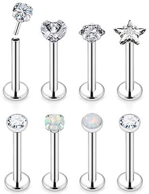 6ixGosh Clear Stud Earrings for Sports Work Surgery, Bioflex Plastic Clear  Cartilage Earring Retainer, Ashley Vertical Labret Lip Rings Jewelry, 16g