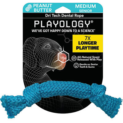 Playology Dri-Tech Peanut Butter Scent Dental Rope Dog Toy, Small 