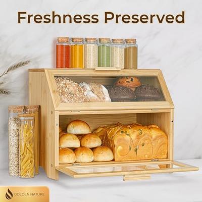 Large Bread Storage Container with Airtight Lid - Bread Box for Kitchen  Countertop, Time Recording Bread Keeper for Homemade Bread, Bagel, Cookies