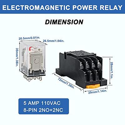 DIANQI 1PC AC 110V-120V 14-Pin 5Amp Electromagnetic Power Relay 4PDT  4NO+4NC Relay Coil with Socket Base with LED Indicator Light - Yahoo  Shopping