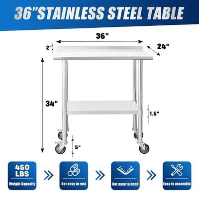 Stainless Steel Workbench for Prep & Work, 47 X 24 Folding Work Table  Kitchen Prep Table, Metal Camping Table, Commercial Heavy Duty Table with  Undershelf for Home and Restaurant - Yahoo Shopping