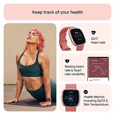  Fitbit Versa 3 Health & Fitness Smartwatch with GPS, 24/7 Heart  Rate, Alexa Built-in, 6+ Days Battery, Pink/Gold, One Size (S & L Bands  Included) : Sports & Outdoors