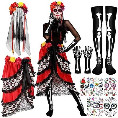 Day of The Dead Costume Accessories, Womens Skull Fishnet Tights