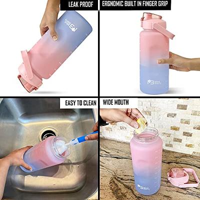 Half Gallon Water Bottle with Time Marker & Straw BPA Free Large 64oz  Motivational Tracker Sport Water Bottle Plastic Leakproof Frosted Gym Water  Jug to Keep Women Men Drink Enough Water Daily 