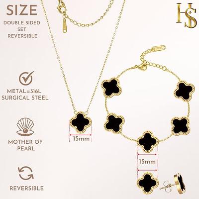 Jewelry  Women 18k Gold Plated Two Tone Reversible Clover