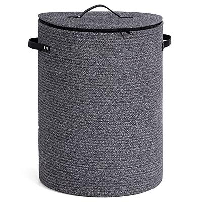 58L Woven Laundry Basket,Cotton Tall Laundry Hamper for  Blankets,Clothes,Pillows,Toys,Shoes Large Laundry Bin White