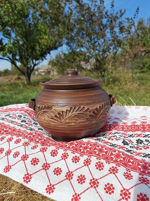 Handmade Ceramic Pot With Handles & Lid Red Clay Saucepan Bread Baker Pan  Pottery - Yahoo Shopping