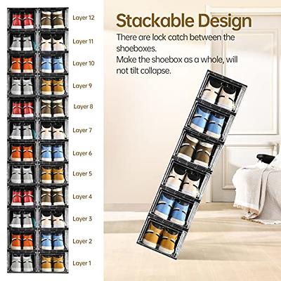 shoe boxes stackable upgraded sturdy shoe