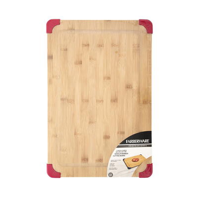 Farberware 14 x 20 inch Wood Cutting Board with Trench, Brown