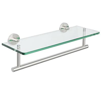 Bathroom Tempered Glass Corner Shelf, 2 Tier Shower Shelve With Towel Bar  Wall Mounted, Brushed Silver Finished - Yahoo Shopping