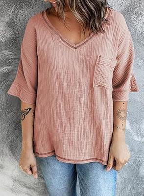  Tops for Women Trendy Summer Cotton Comfy Half Sleeve