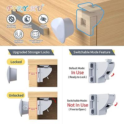 Dlux Magnetic Cabinet Locks Child Safety 41-Piece Kit with Upgraded Adhesive [12 Magnet Locks 2 Keys 4 Corner Guards] Easy Installation No-Drill Baby