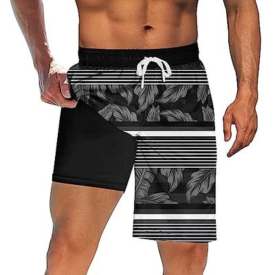 Mens 9 Inch Inseam Swim Trunks with Compression Liner Quick Dry