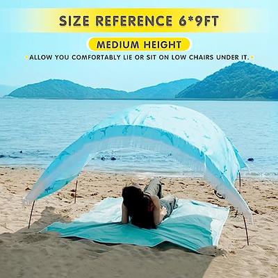 SUN NINJA Pop Up Turquoise Beach Tent UPF50+ with Shovel, Pegs & Stability  Poles