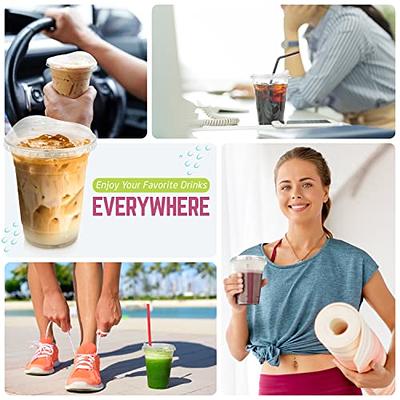 100 PACK] 12 oz Cups, Iced Coffee Go Cups and Sip Through Lids, Cold  Smoothie, Plastic Cups with Sip Through Lids, Clear Plastic Disposable  Pet Cups