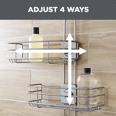Mainstays Over-the-Shower Caddy, 2 Shelves, Satin Nickel