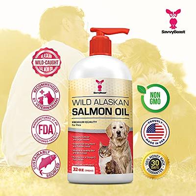  Pure Wild Alaskan Salmon Oil for Dogs & Cats - Relieves  Scratching & Joint Pain, Improves Skin, Coat, Immune & Heart Health. All  Natural Omega 3 Liquid Food Supplement for