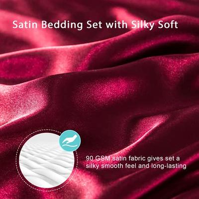 UDEAL Queen Bed Sheets Set Satin Sheet & Pillowcase Sets Deep