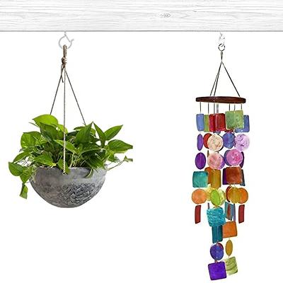 12 Pack Ceiling Hooks for Hanging Plants Outdoor String Lights, 2.2 Inches  Screw Hooks with Safety Buckle, Plant Hangers and Light Hangers for