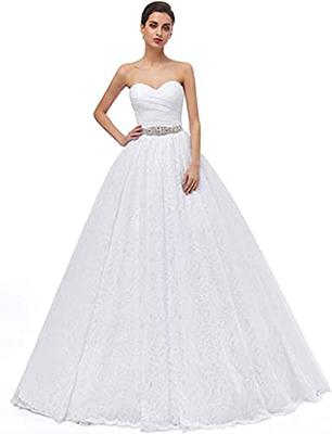 Likedpage Women's Sweetheart Ball Gown Lace Bridal Wedding Dresses (US6,  White) - Yahoo Shopping