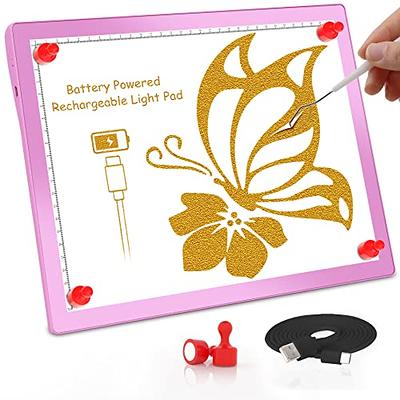  A4 Wireless Battery Powered Light Pad, TOHETO Tracing Light Box  Dimmable Brightness Rechargeable LED Light Board Portable Cordless Copy  Board for Artist Drawing Sketching X-ray Viewing