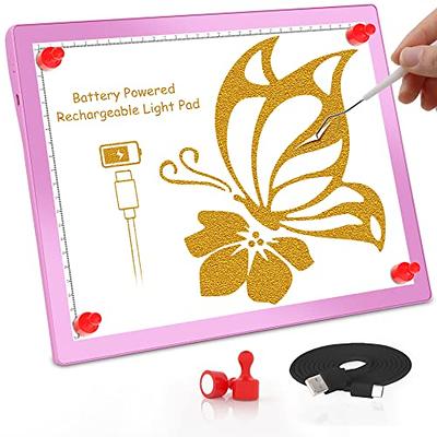 A4 Wireless Battery Powered Light Pad with Case, TOHETO Tracing Light Box  Dimmable Brightness Rechargeable LED Light Board Portable Cordless Copy