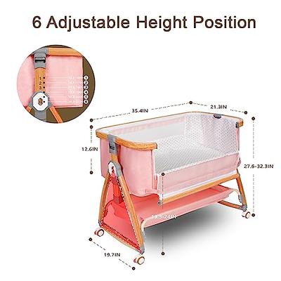 Baby Crib,3 in 1 Bedside Crib Adjustable Portable Bed for Infant