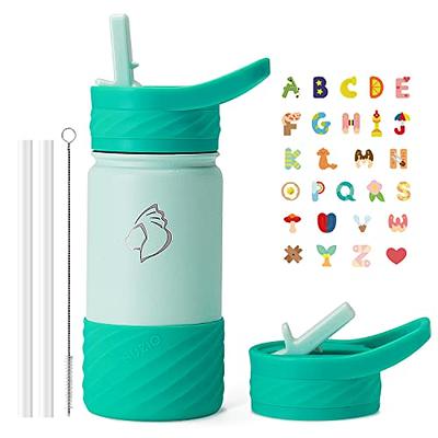 BUZIO Kids Water Bottle for School with Double Silicone Boot and