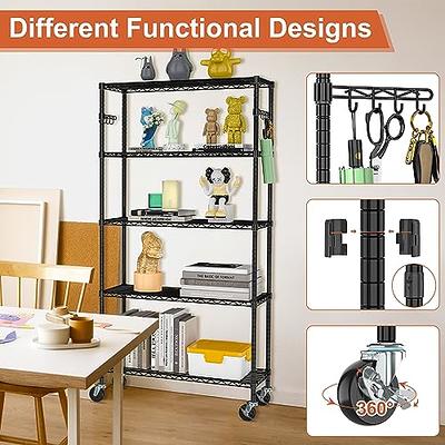 Storage Rack, 5 Tier Shelf Adjustable Stainless Steel Shelves, Sturdy Metal Shelves Heavy Duty Shelving Units and Storage for Kitchen Commercial