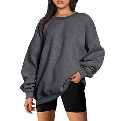 Womens Oversized Sweatshirt, Comfy Sweaters Clothes Casual Solid Color  Crewneck Long Sleeve Tunic Tops 02-Dark Gray,X-Large - Yahoo Shopping