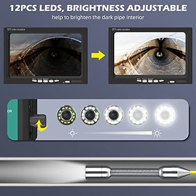 Sanyipace WiFi Wireless Sewer Camera, 65FT/20M, 7'' Detachable LCD Screen,  12 White Adjustable LEDs, IP68 Waterproof, WiFi Duct Endoscope Borescope