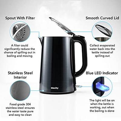 Retro Electric Kettle Stainless Steel 1.8L Tea Kettle, Hot Water Boiler  with Thermometer, Led Light, Fast Boiling, Auto Shut-Off&Boil-Dry  Protection (White) 