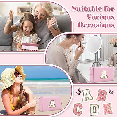 Unique Bargains Patch Small Makeup Bag Alphabet Pattern Toiletry Bag Travel  Cosmetic Organizer for Women Daily Use Pink