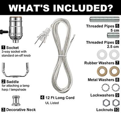 Lamp Socket Replacement Kit, Lamp Parts for Rewire or Repair Table and  Floor Lamps, Includes 3