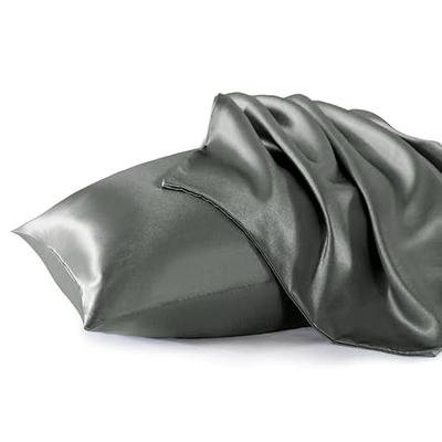 BEDELITE Satin Silk Pillowcase for Hair and Skin, Dark Grey Pillow Cases Standard  Size Set of