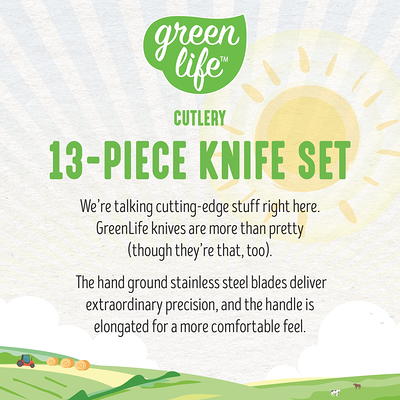 GreenLife Cutlery Stainless Steel Knife Set, 13 Piece with Knife Block,  Turquoise - Yahoo Shopping