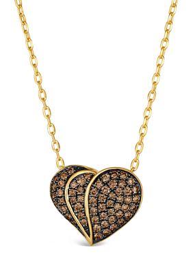 Godiva x Le Vian Enamel Heart Necklace 1/3 ct tw Diamonds 14K