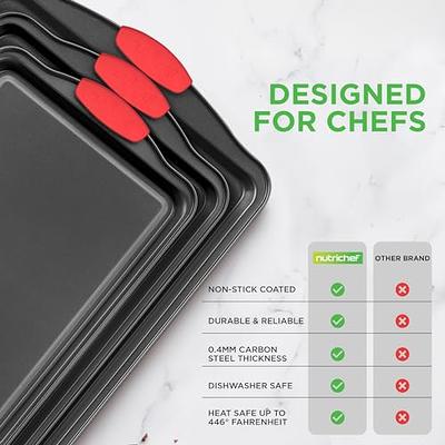 Nutrichef 2-pc. Nonstick Cookie Sheet Baking Pan - Professional Quality Kitchen Cooking Non-Stick Bake Trays with Gray Coating